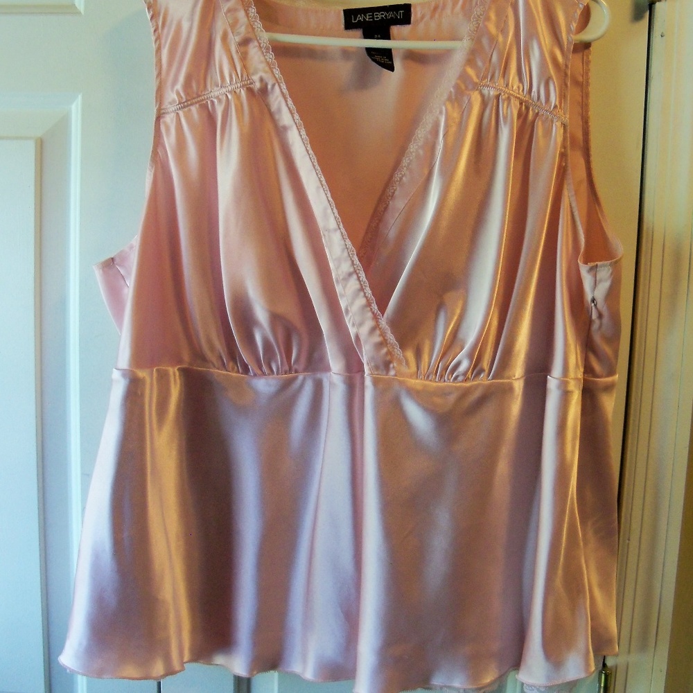 Lane Bryant Shiny Sleeveless Top Light Pink Sz 24